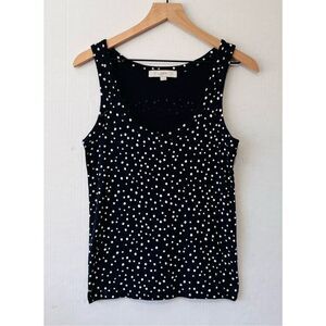 Loft Navy With White Polka Dots Tank Top   Sz M   EUC